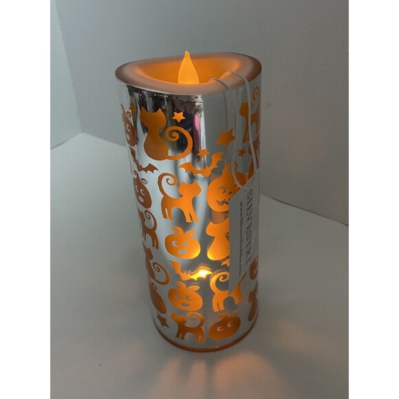 Silvestri Pumpkins and Cats Shimmer Spooky Waxless Candle Halloween Decor Batter - Picture 1 of 4